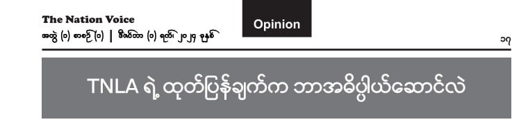 TNLA ရဲ့ ထုတ်ပြန်ချက်က ဘာအဓိပ္ပါယ်ဆောင်လဲ